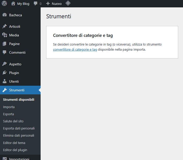 Guida WordPress Guida WordPress - Strumenti