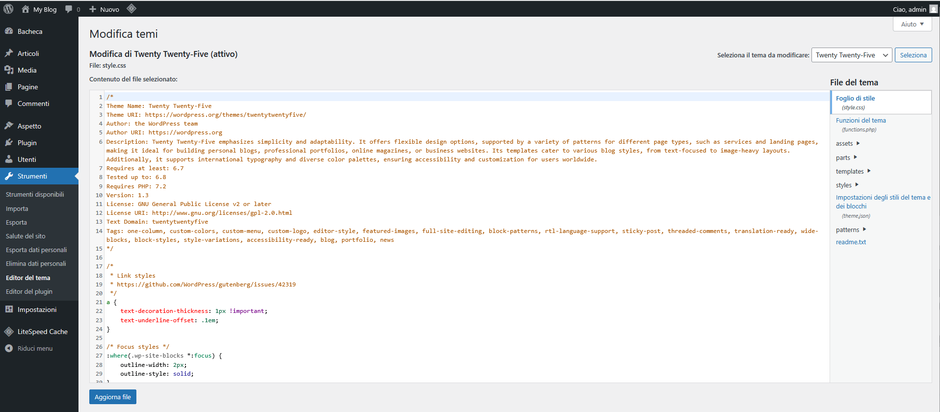 Guida WordPress Guida WordPress - Editor Tema