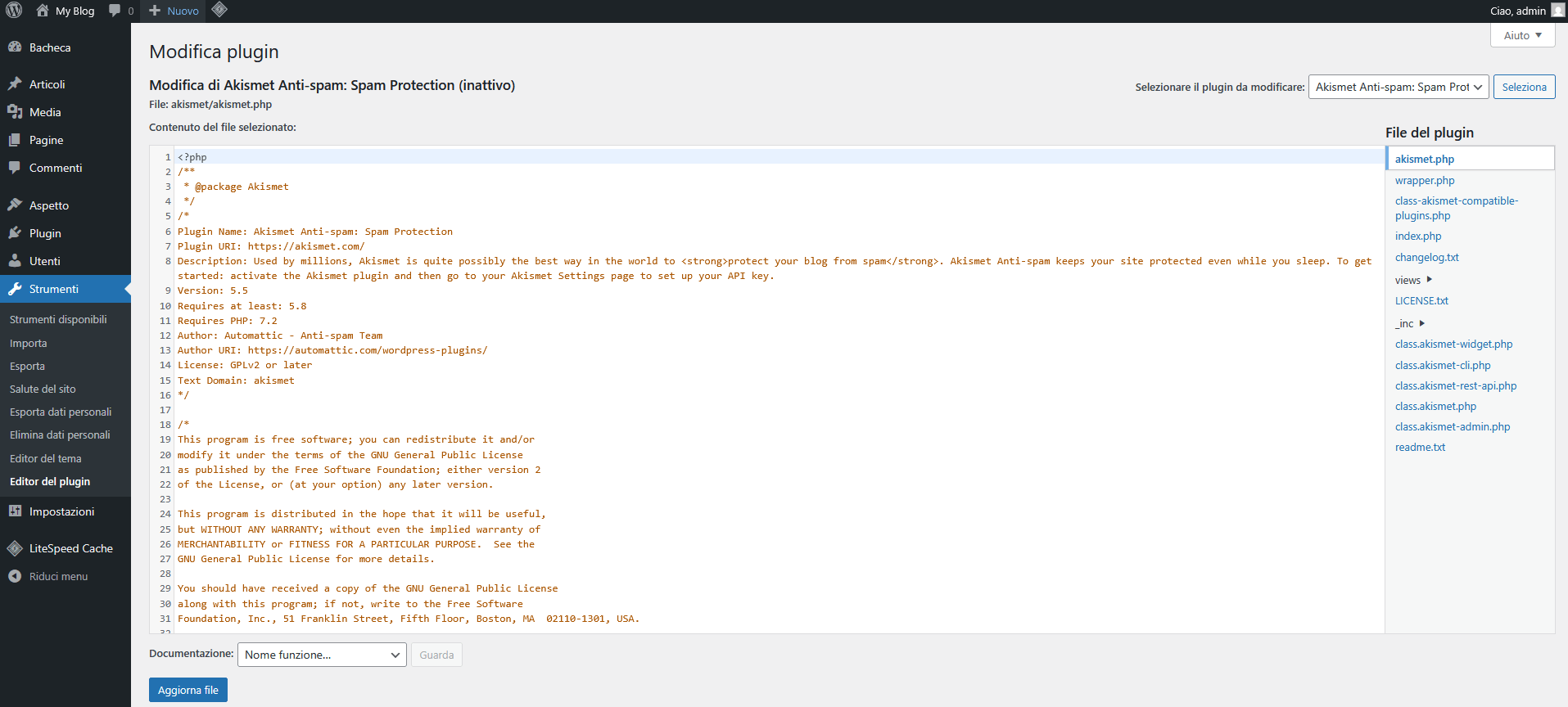 Guida WordPress Guida WordPress - Edit Plugins