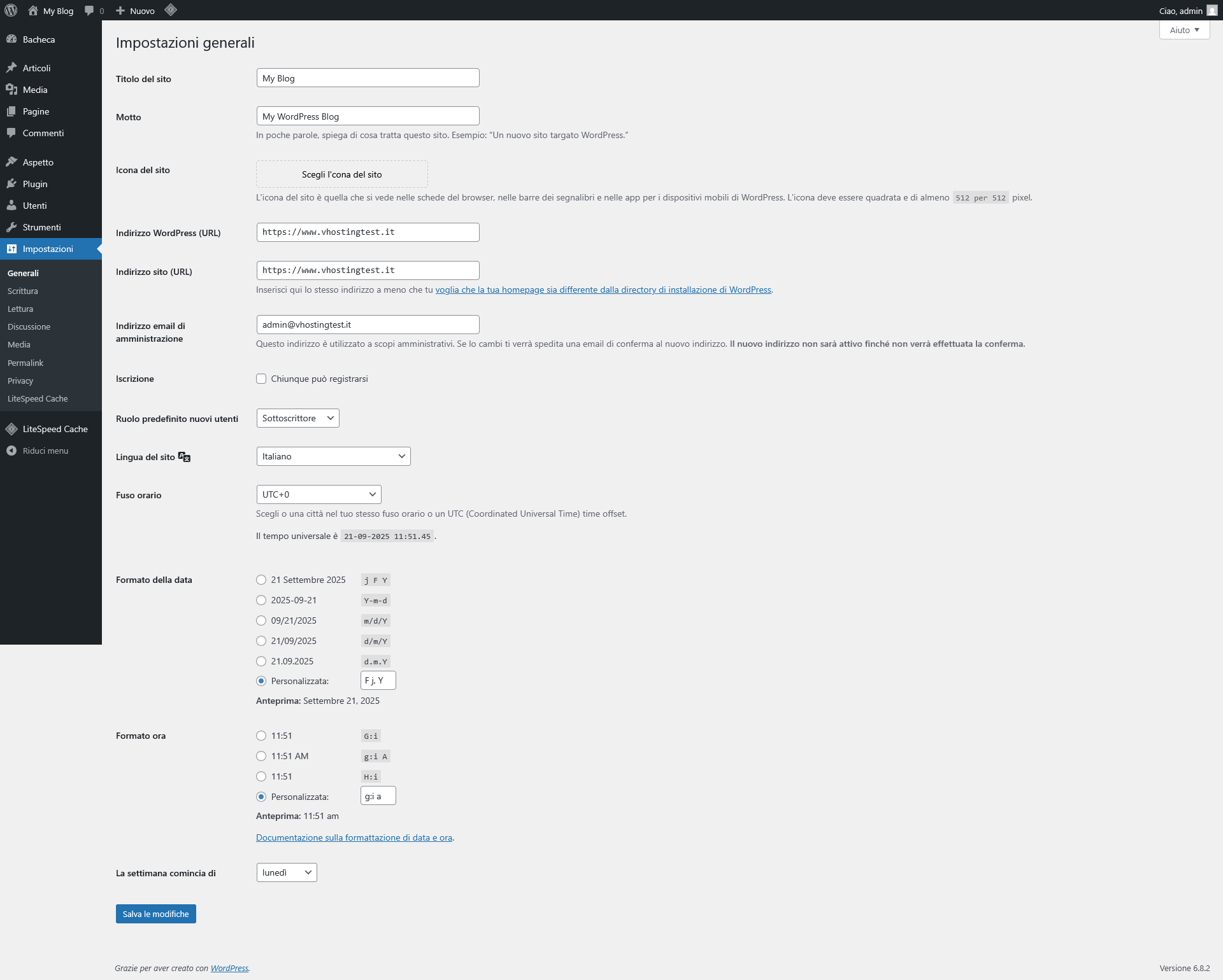 Guida WordPress Guida WordPress - Impostazioni