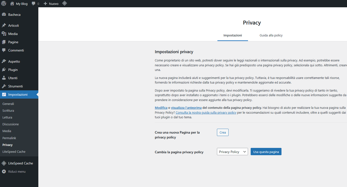 Guida WordPress Guida WordPress - Privacy