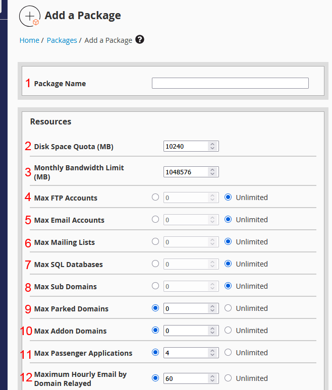 Come creare pacchetti e aggiungere domini nei reseller Creare il pacchetto nel WHM Reseller