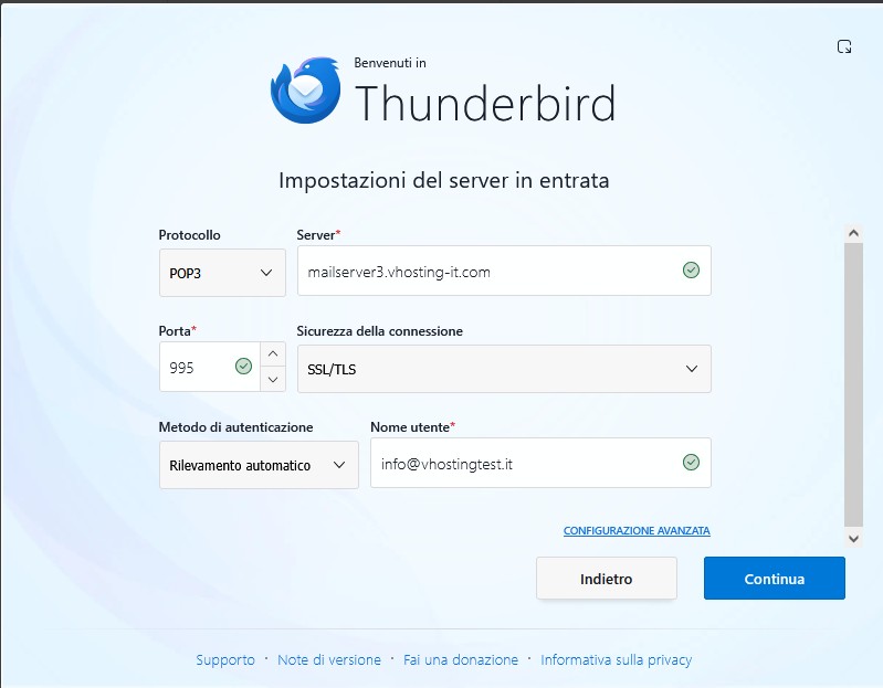 Thunderbird: Configurazione client con protocollo sicuro Thunderbird: Configurazione client con protocollo sicuro