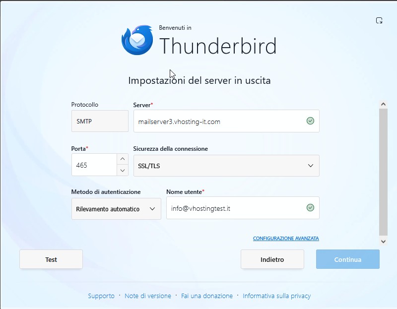 Thunderbird: Configurazione client con protocollo sicuro Thunderbird: Configurazione client con protocollo sicuro